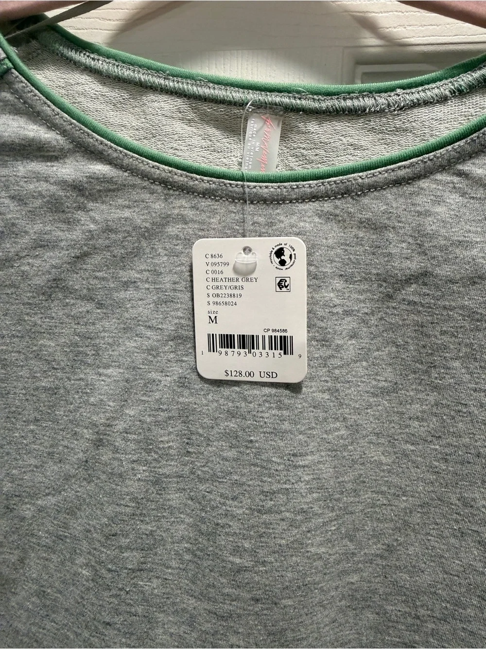 NWT FP Movement Free People Gray Green Trim Pleated Skirt Set Medium